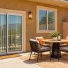 Patio dining area with sliding door